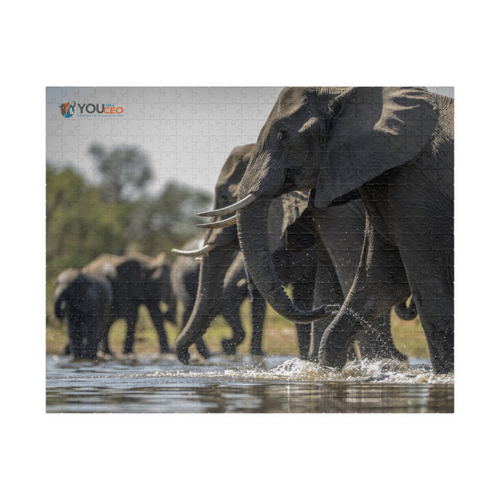 Elephants at the Waterhole, 250 or 500 Piece Puzzle