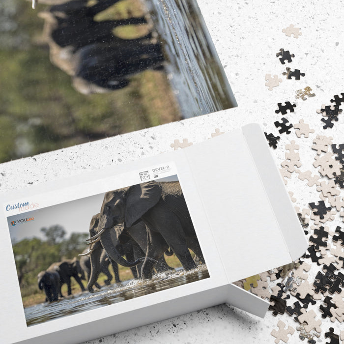 Elephants at the Waterhole, 250 or 500 Piece Puzzle