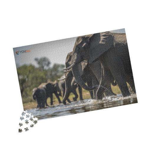 Elephants at the Waterhole, 250 or 500 Piece Puzzle