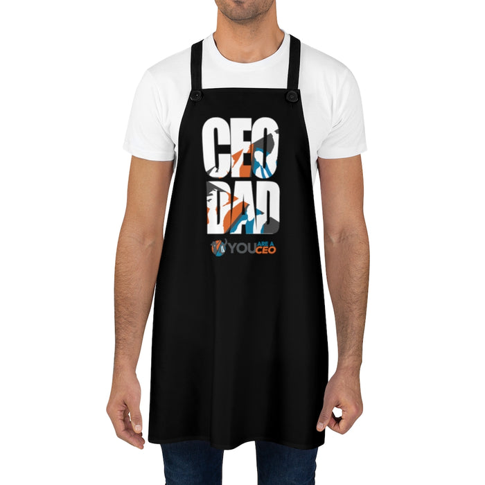CEO Dad Block Letter Lightweight Apron in Black (no pockets)