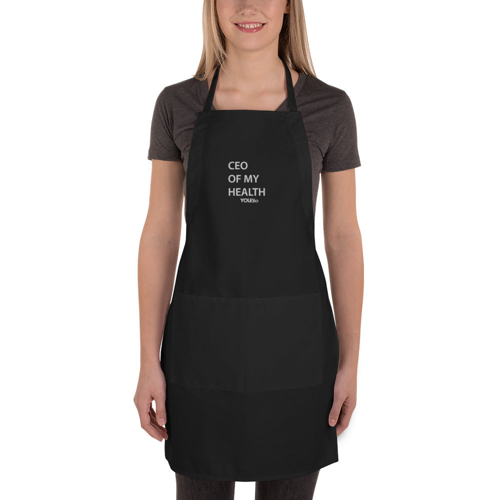 CEO OF MY HEALTH Embroidered Apron with Pockets